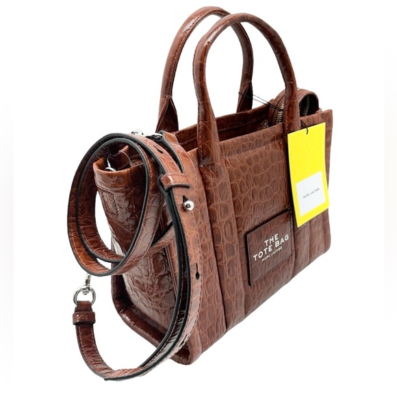 Marc Jacobs New The Small Tote Spice Brown Croc Embossed Leather With Strap - Picture 4 of 12